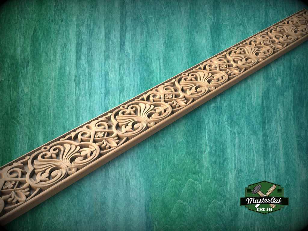 Baroque Heart Scroll Wood Molding – Classic Ornate Carved Design,  40", 1 pc, Unpainted, Baguette