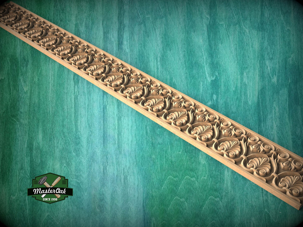 Ornate Swirl Acanthus Molding – Classic Wood Carved Design,  40", 1 pc, Unpainted, Baguette