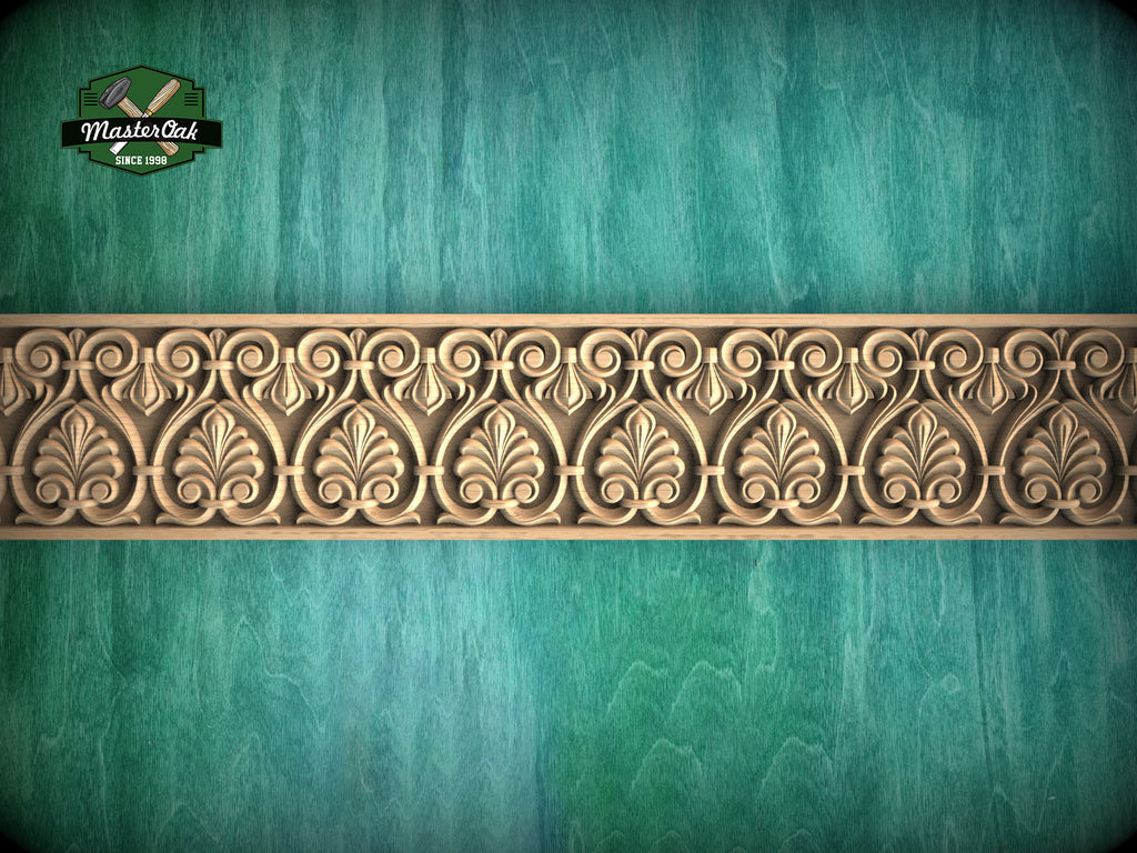 Ornate Swirl Acanthus Molding – Classic Wood Carved Design,  40", 1 pc, Unpainted, Baguette