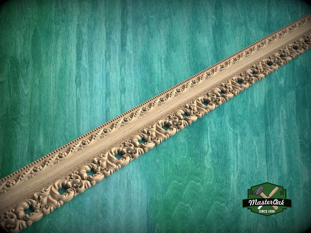 Imperial Luxury: Carved Wood Moulding, 40" , 1 pc, Unpainted, Dynamic Foliate Wood Baguette, Elite Wooden Decoration