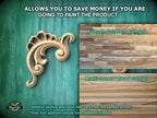 Pair of Decorative wood Baroque corners applique, Set of 2pc, decorative wood trim