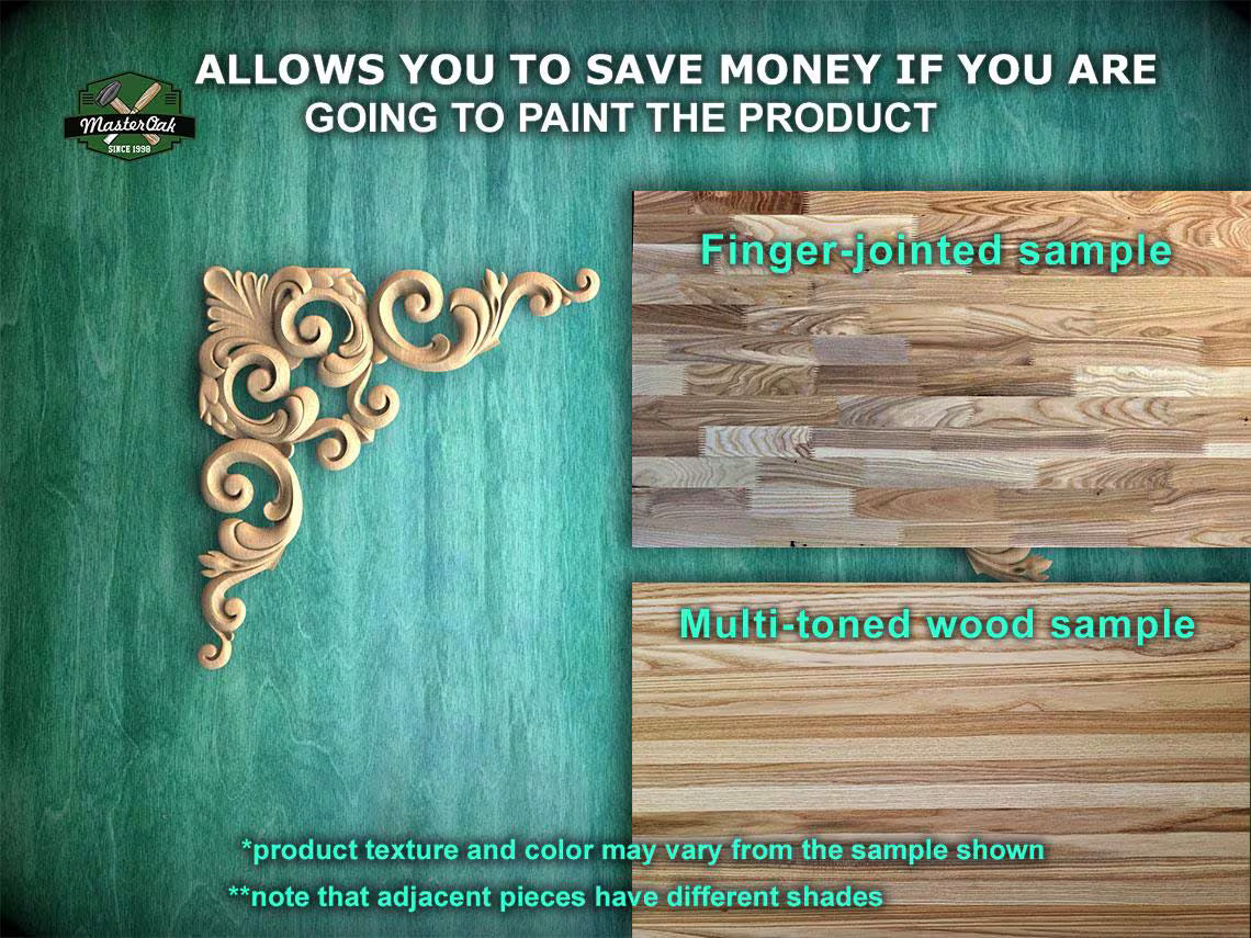 Corner Applique Carving – Acanthus Leaf Motif made of wood, Set of 2pc, decorative wood, Classical-style hardwood acanthus cabinet onlays