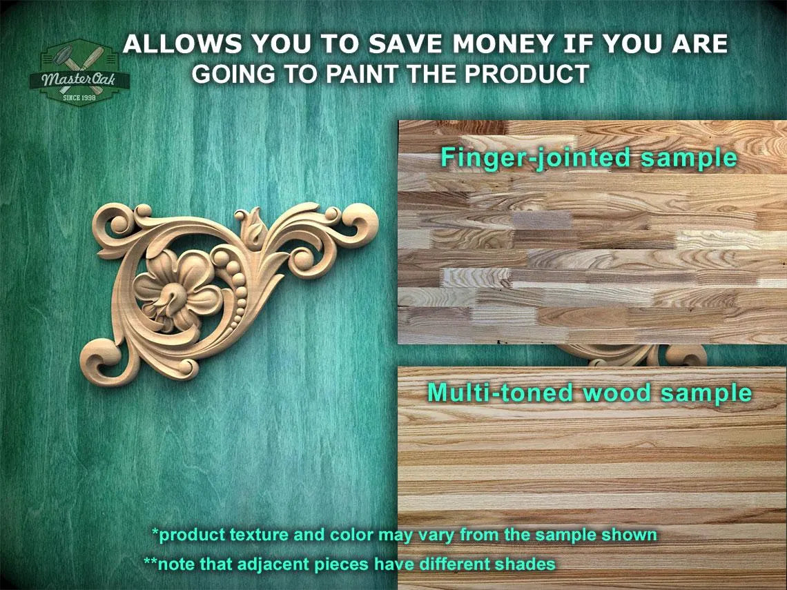 Corner Wooden Applique and Onlay for Furniture, Set of 2pc, decorative wood trim