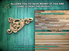 Load image into Gallery viewer, Corner Wooden Applique and Onlay for Furniture, Set of 2pc, decorative wood trim
