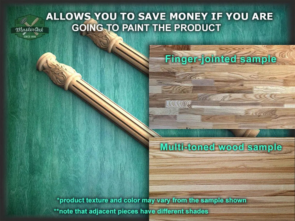 Half Column pilasters for Fireplace, Set 2pc, Pair of Carved Wood Trim Post Pillars