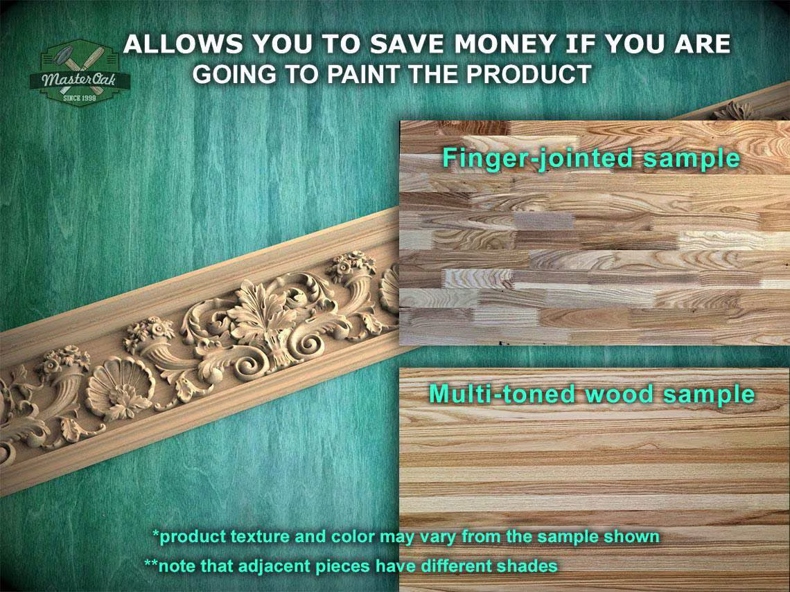 Baroque wooden moulding with acanthus scrolls,  40" classical wood cabinet moulding
