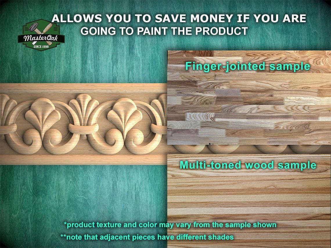 Elegant Leaf Scroll Molding - Classic Fleur-de-Lis Design,  40" Decorative wooden moulding for cornices and friezes, 1 pc, Unpainted