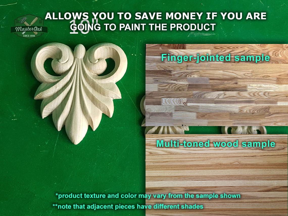 Carved Leaf of wood, Unpainted, 1 piece, Home Wall Embellishments, wood onlays, wood wall art decor