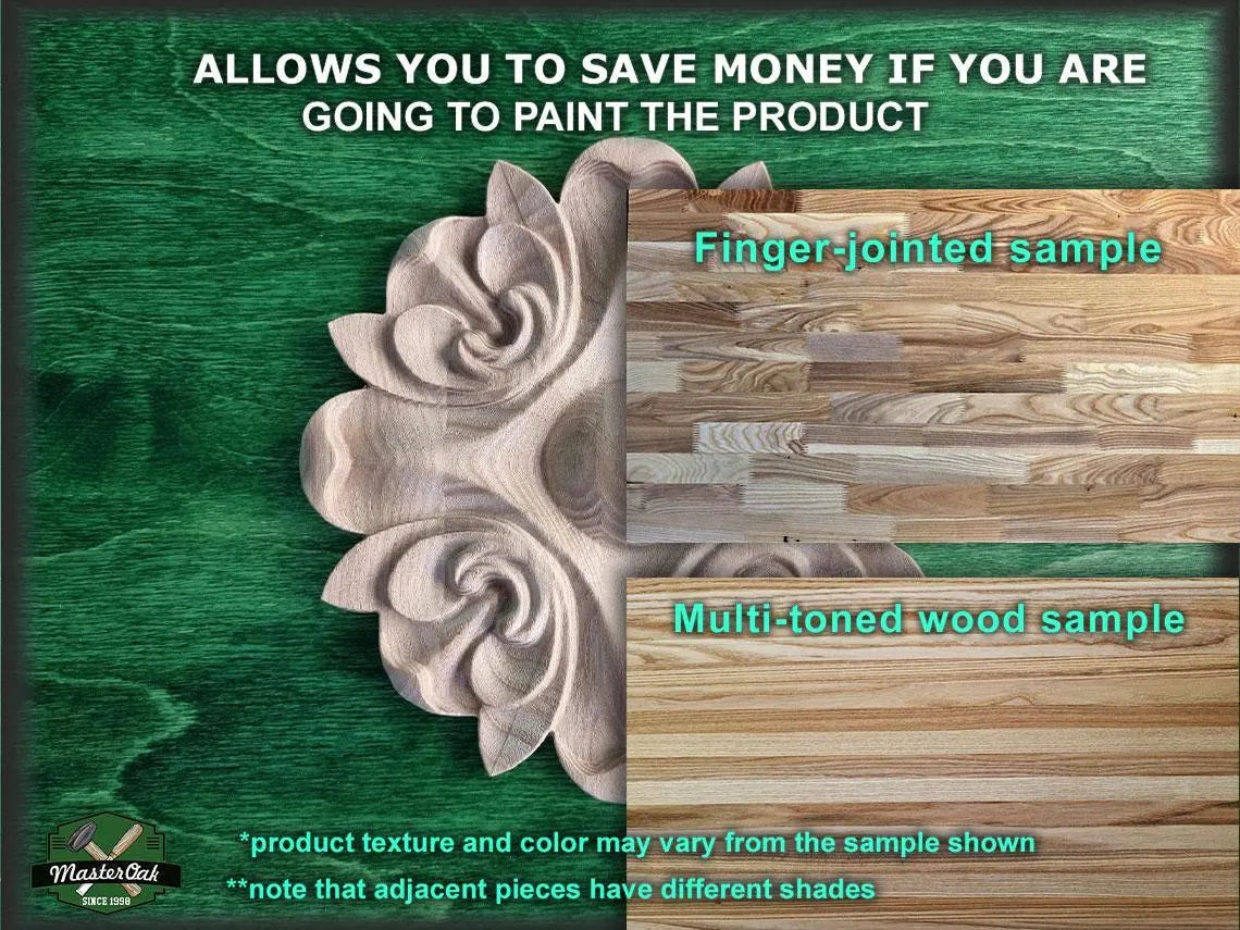 Carved Flower Unpainted, 1 piece, Home Wall Embellishments, wood onlays, wood wall art decor
