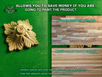 Pair of Carved Rosettes Unpainted, Set of 2pcs, Home Wall Embellishments, wood onlays, wood wall art decor