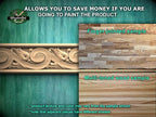 Blossom Wave Carved Wood Molding - Nature-Inspired Decor, 40", 1 pc, Unpainted, Unique Architectural Detail, Carved Baguette