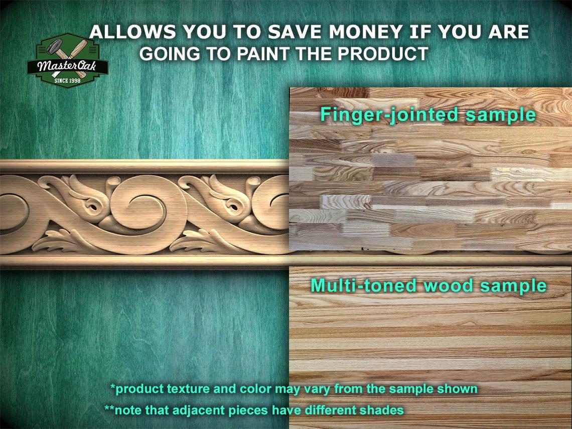 Blossom Wave Carved Wood Molding - Nature-Inspired Decor, 40", 1 pc, Unpainted, Unique Architectural Detail, Carved Baguette