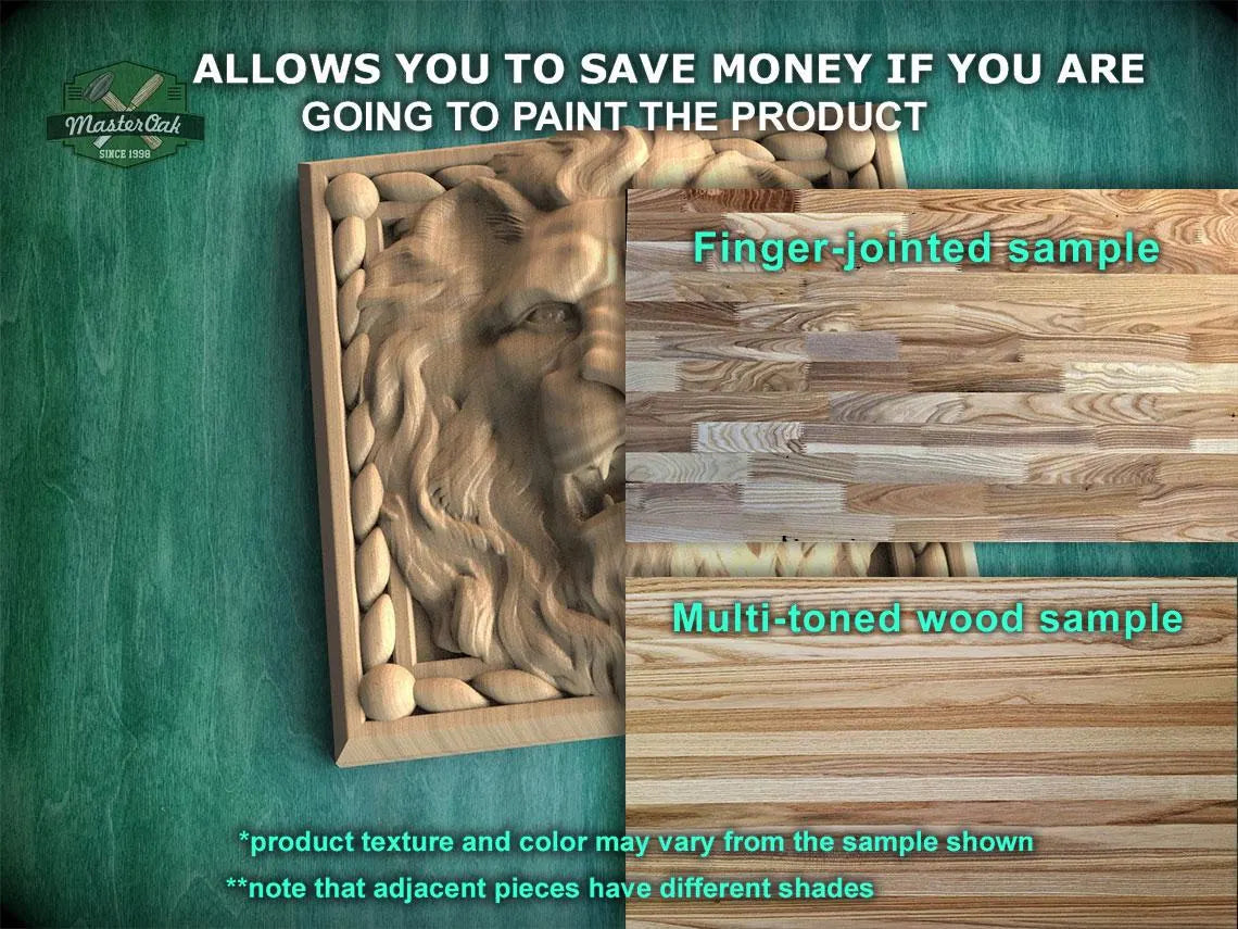 Square Decor Lion made of wood, Unpainted, 1pc, Carved lion head, Applique furniture decor DIY Furniture Trim Supplies