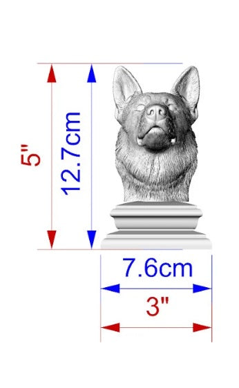 Extra pay for changing the size German Shepherd wooden statue from Base 2 '' / 5 cm (Height 3.15