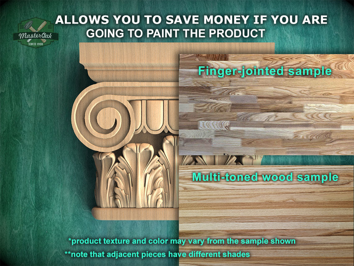 Neoclassical-style wood capital with acanthus leaves, Carved Wooden Capital, 1 piece, unpainted
