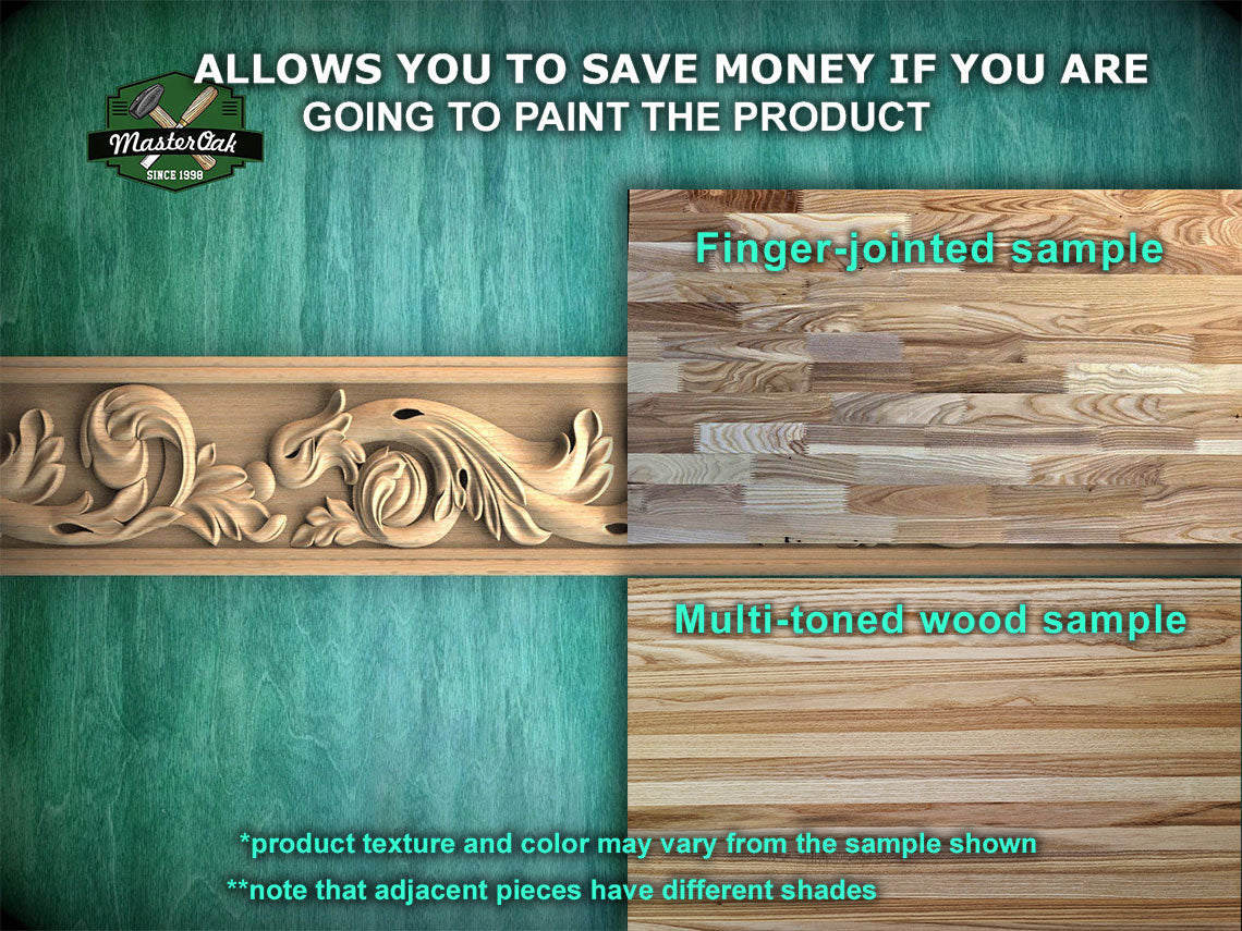Baroque Scrollwork Wood Molding – Ornate Swirl Wood Trim,  40" , 1 pc, Unpainted, Rectangular Wooden Baguette, Furniture Moulding