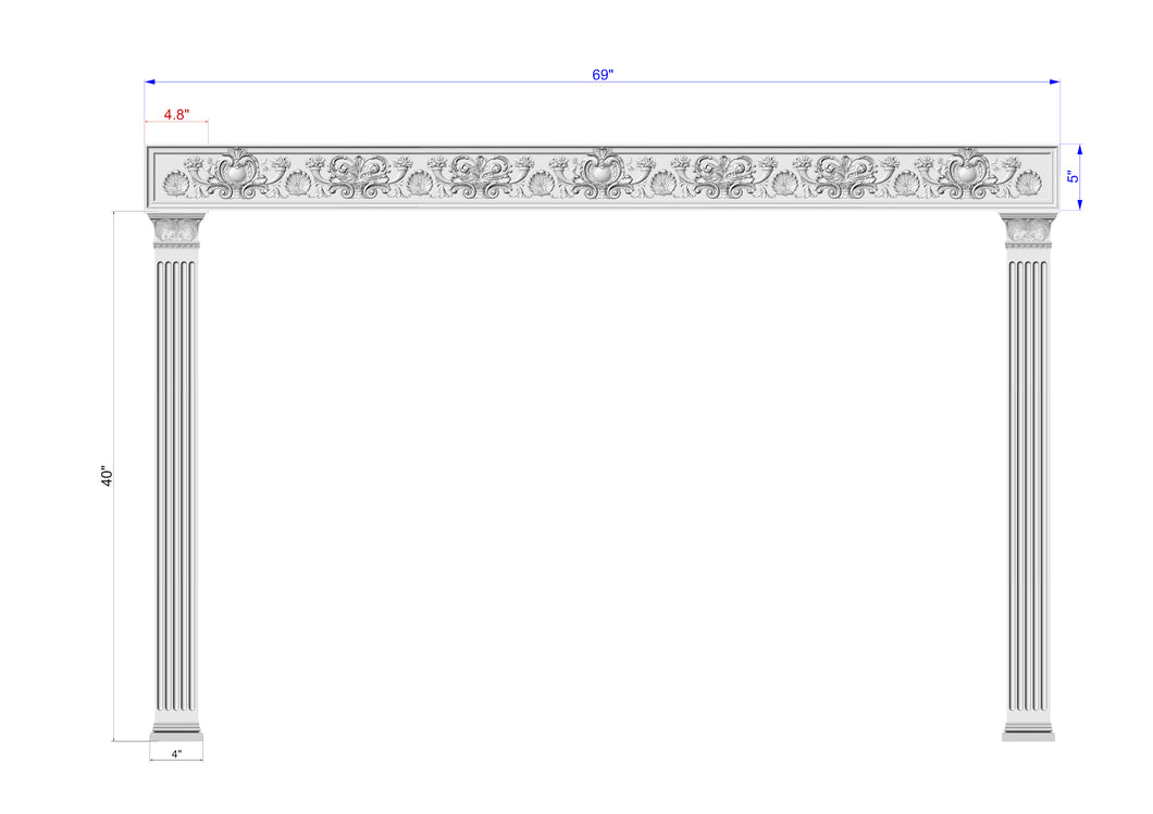 Custom order. Carved molding with acanthus scroll 69x5