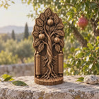 Pomegranate Tree with Torah Scroll, Solid Oak Judaica Sculpture, Tree of Life Decor, Jewish Wedding and Housewarming Gift
