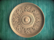 Load and play video in Gallery viewer, Intricate Neoclassical Carved Ceiling Rosette, 1 pc, Unpainted, Decorative Rosettes, Home Wall Embellishments, round wooden trims
