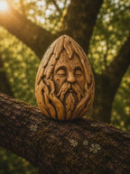 Wooden Forest Spirit Figurine – Ancient Bark Sage, Woodland Guardian Decor