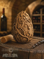 Wine Spirit Figurine, Carved Oak Vineyard Guardian, Wine Cellar Decor, Grape Vine Sculpture, Gift for Wine Lover, 2.76 Inch