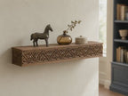 Carved Solid Oak Wall Shelf with Gothic Arch Pattern, Ornate Floating Shelf, Decorative Wood Display Shelf, Medieval Home Decor