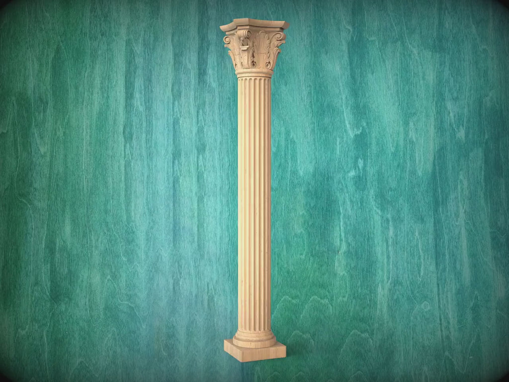 The Elegant Wooden Corinthian Column, Corinthian Wood Column for Architectural Beauty, 1pc, Unpainted