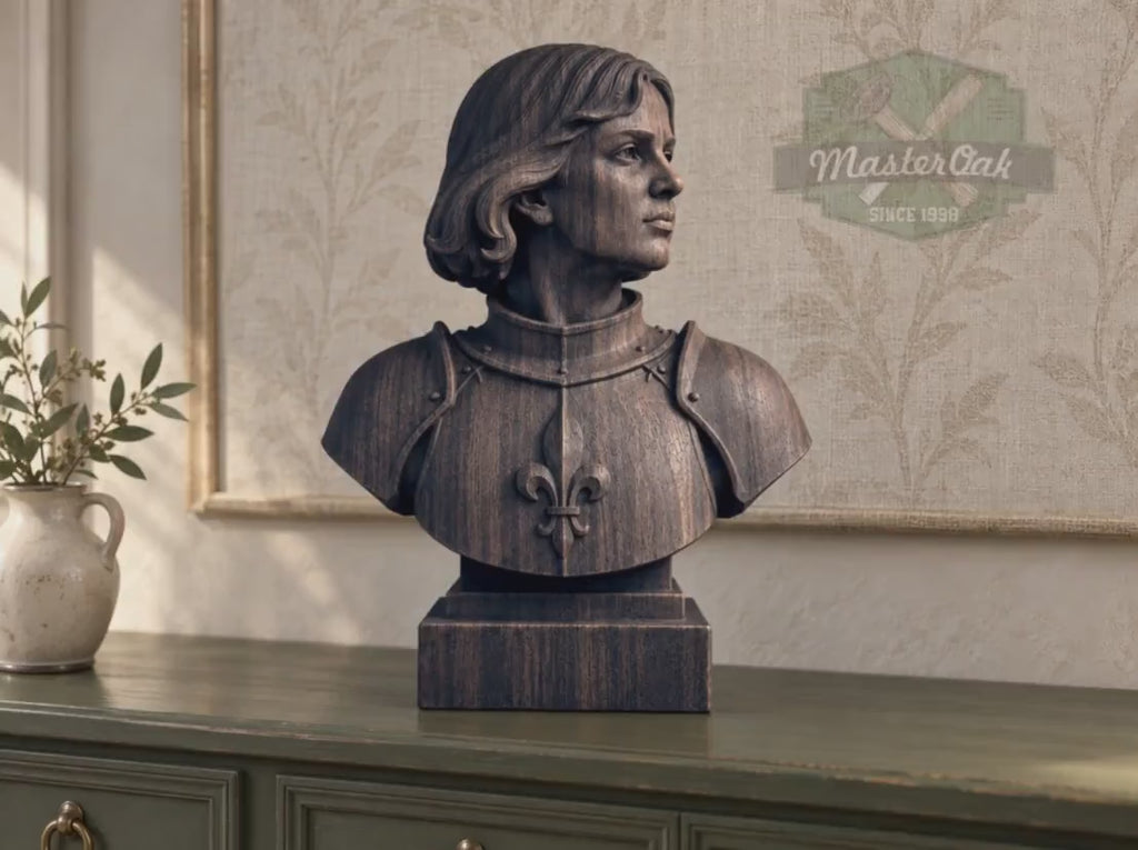 Joan of Arc Bust, Hand-Finished Wood Sculpture | Gift for Strong Women