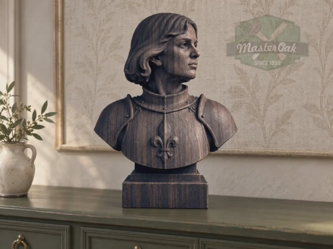 Joan of Arc Bust, Hand-Finished Wood Sculpture | Gift for Strong Women