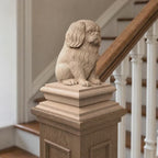 Carved Wooden Pekingese Dog Finial – Decorative Post Topper Statue, Deck or Stair Post