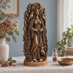 Morrigan Raven Queen Figurine, Celtic War Goddess Statue, Wooden Irish Deity, Dark Pagan Altar Decor, Witchcraft Gift