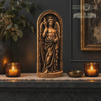 Lucifer Light Bearer Statue, Winged Torch Holder in Solid Oak, Morning Star Sculpture, Gothic Altar Decor, Occult Gift