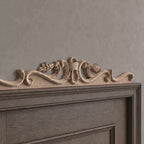 Classical Wood Door Header, Ribbon and Scroll Wood Applique for Above Door Decor, Decorative Pediment over Door