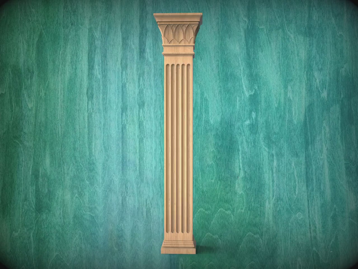 Square-Top Corinthian Column Craft, Wood Column for Architectural Beauty, 1pc, Unpainted