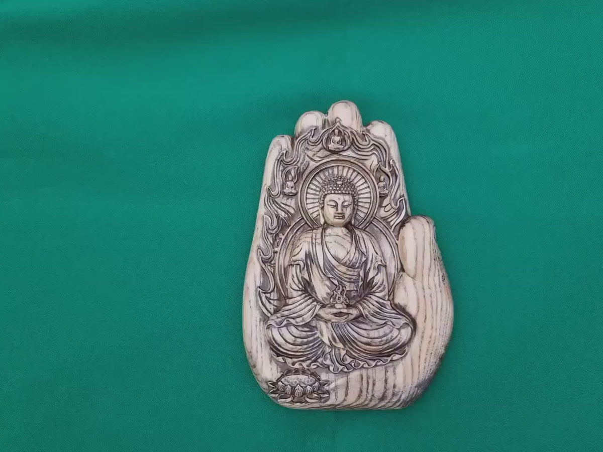 Buddha statue of wood, Vitarka Mudra, wood carving wall art, religious gift