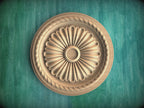 Classic Wooden Ceiling Rosette, Sunburst Carved Design, Elegant Home Feature, 1 pc, Unpainted, Decorative Rosettes