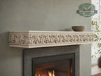 Carved Solid Oak Fireplace Mantel Shelf with Acanthus Leaves, Ornate Floating Wall Shelf, Classical Wood Home Decor