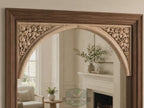 Victorian Gothic Arch Corner Onlays – Carved Wood Mirrored Floral Set of 2pcs