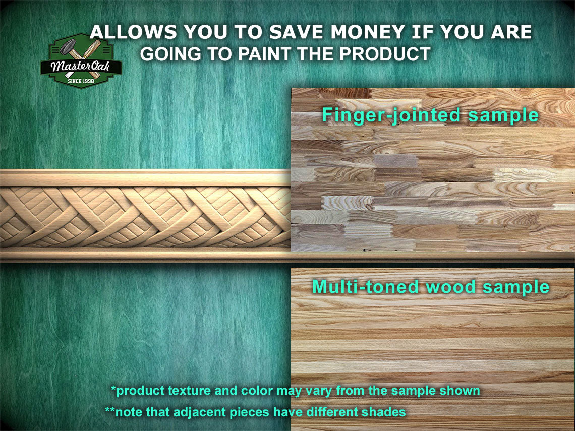 Complex Weave Pattern Wood Moulding – Textural Elegance,  40"  Intricate Weaving Detail, 1 pc, Unpainted, Baguette