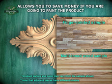 Load image into Gallery viewer, Elegant Baroque-Inspired Carved Wood Rosette Onlay, 1pc, Unpainted, Carved Onlay, Wooden Rosette, Applique furniture decor, Horizontal Onlay
