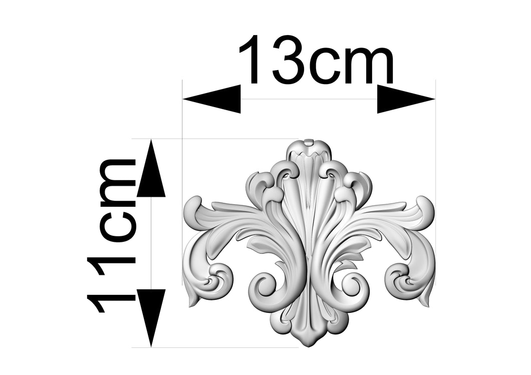 Custom decorative onlay for the central part of the decor, 1pc, 11x13cm, Unpainted, multi-toned wood