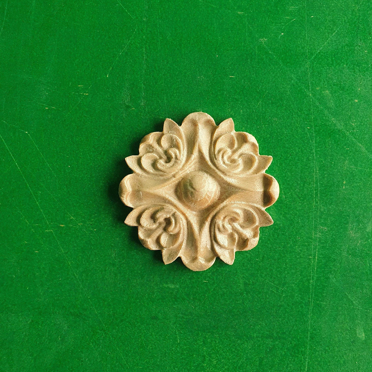 Carved Flower Unpainted, 1 piece, Home Wall Embellishments, wood onlays, wood wall art decor