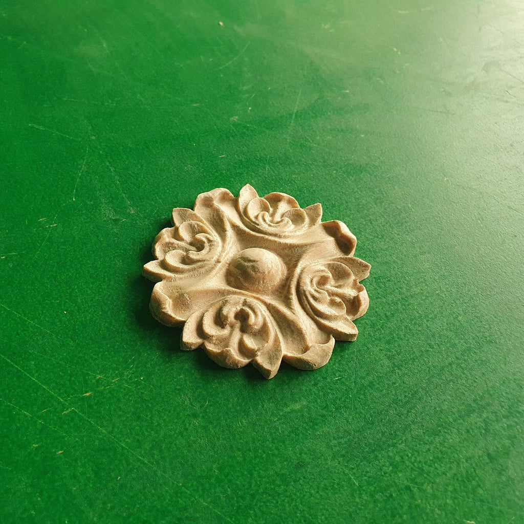 Carved Flower Unpainted, 1 piece, Home Wall Embellishments, wood onlays, wood wall art decor