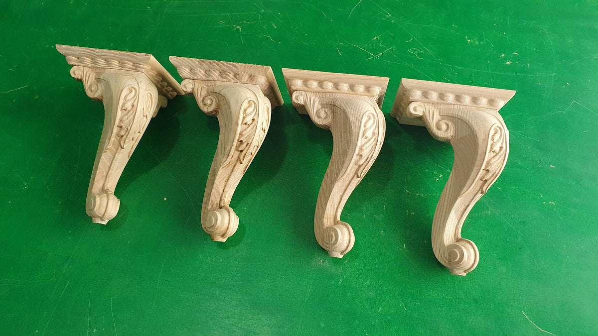 Carved Cabriole Legs, Set 4pc, for the cupboard, baroque Style, wooden legs, furniture leg