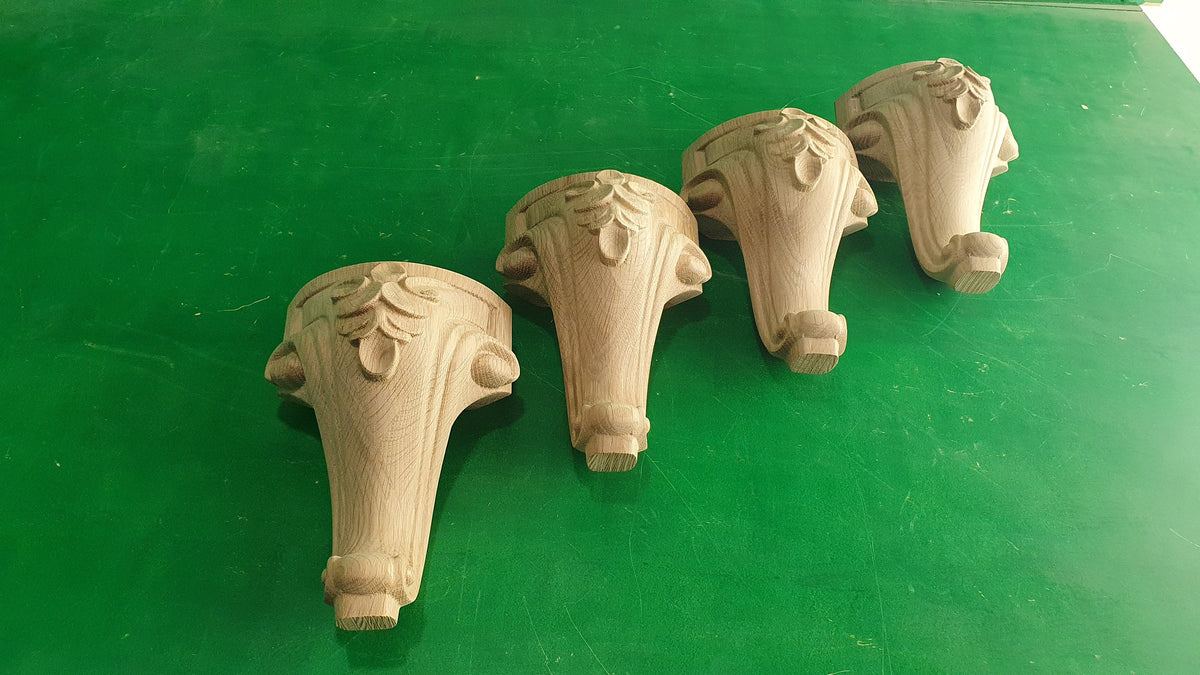 Carved Cabriole Legs, Set 4pc, for the cupboard, baroque Style, wooden legs, furniture leg