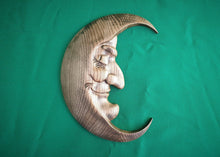 Load image into Gallery viewer, Half Moon Face Wall Decor, Crescent Wall hanging, wood wall art, wooden painting
