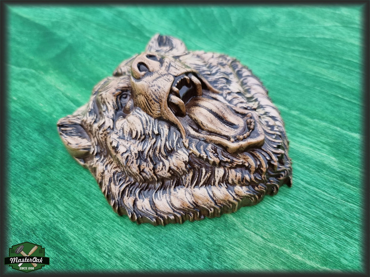 Angry Bear Head carved of wood,  Unusual wall decor, Viking carving, Celtic Lord Of Woods, Wall art, Wall decor, Wall hanging