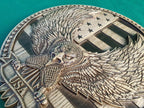 USA Eagle made of wood, Coat of Arms of USA, american flag with eagle, Wall hanging carved wood painting