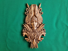 Load image into Gallery viewer, Valkyrie Norse Godness, Pagan altar, Norse mythology, Celtic wood carving
