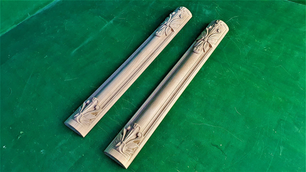 Carved Pilasters, Set 2pc, Pair of Carved Wood Trim Post Pillars